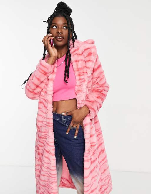 Asos pink fur outlet jacket