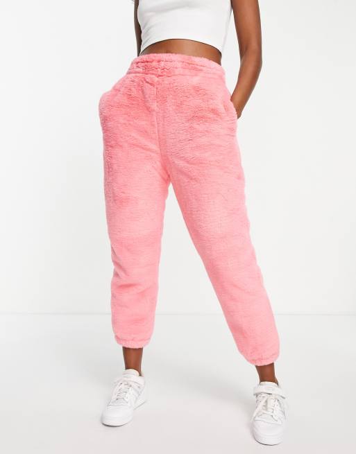 Girlfriend Material Tommy faux fur joggers in pink | ASOS