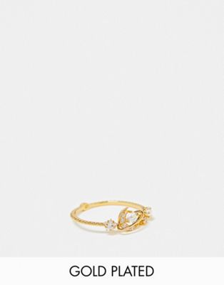 Girls Crew 18k gold plated across the universe crescent moon ring