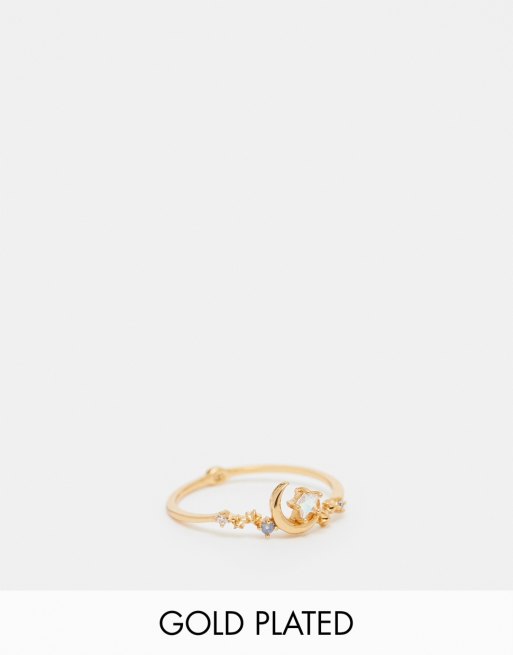 Girls Crew 18k gold plated astro adventure moon ring 