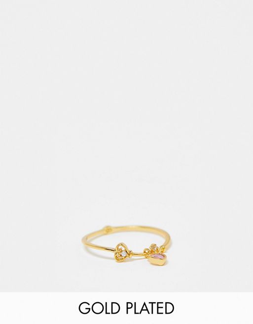 Girls Crew 18k gold plated key to my heart ring