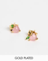 Ted Baker kreshel kiss kiss pink enamel stud earrings in silver | ASOS