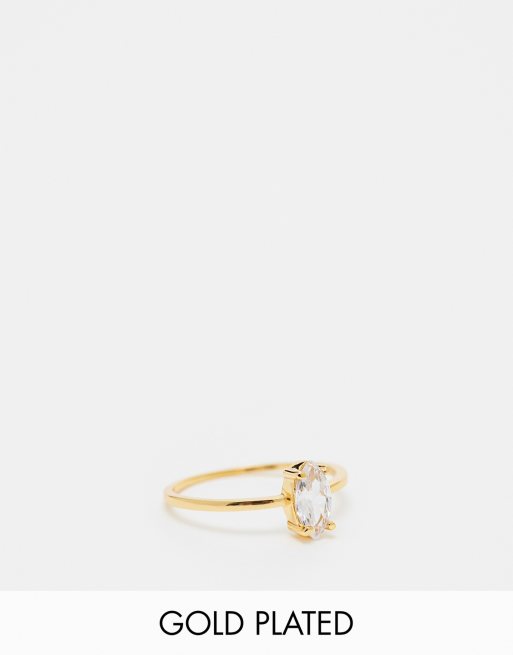 Girls Crew - Anello placcato in oro 18 kt con pietra con taglio marquise