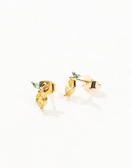 Girls Crew - Boucles d'oreilles citron en plaqué or 18 carats, 2 de 4