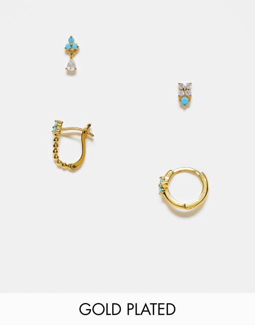 Girls Crew - Cascading Blossom - Set van met 18k goud vergulde oorringen en knopjes