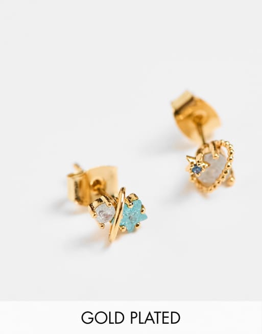 Girls Crew Elemental 18k gold plated star stud earrings ASOS