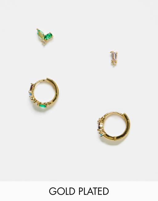 Girls Crew Flora & Faunda 18k gold plated hoop and stud set