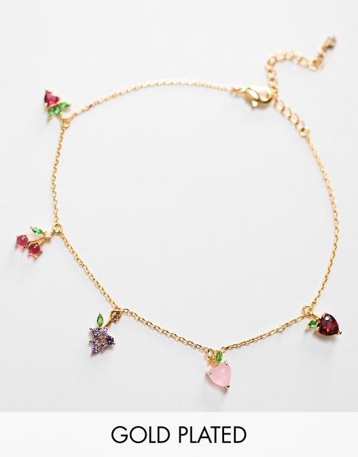 Girls Crew - Fruit Basket - Met 18k goud vergulde enkelbandjes met fruitbedeltjes