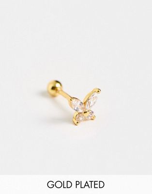 Girls Crew Palm Beach 18k gold plated single stud earring - ASOS Price Checker