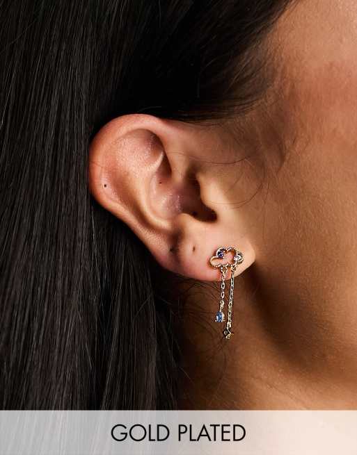 Girls Crew - Reigning Clouds - Boucles d'oreilles pendantes nuages en plaqué or 18 carats