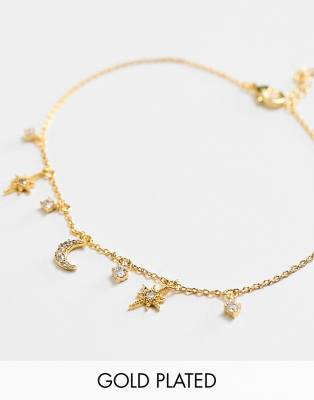 Girls Crew Girls Crew Supernova 18k gold plated anklet with celestial charms