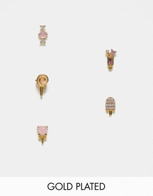 Girls Crew Sweet Tooth 18k gold plated stud set