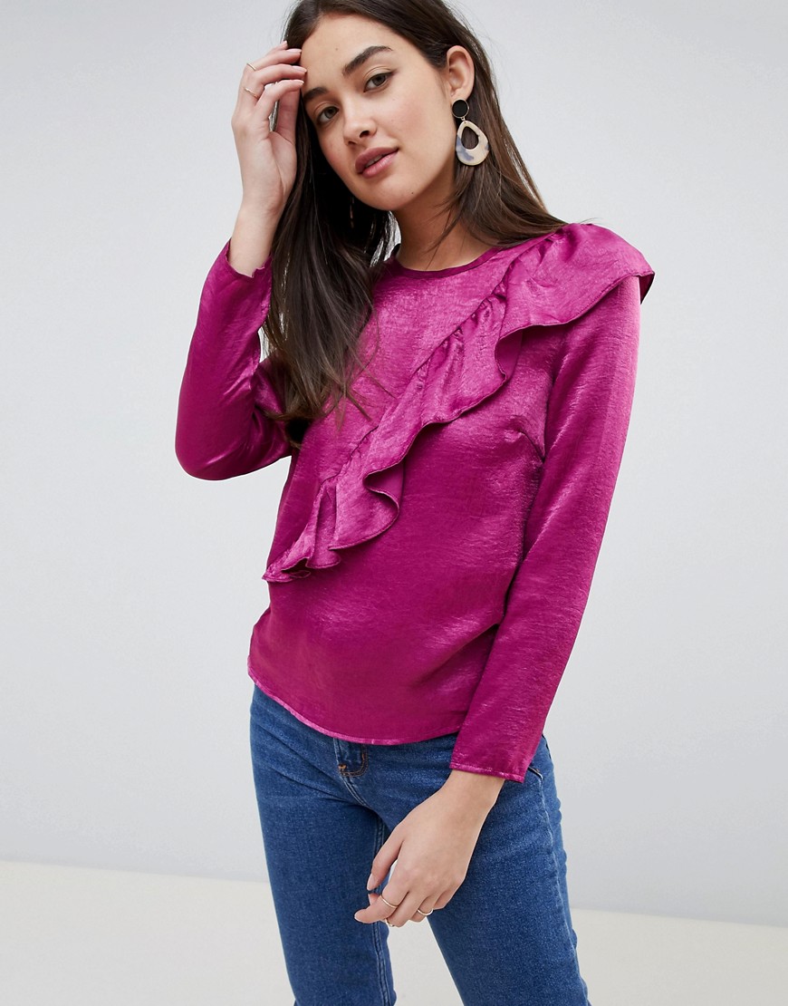 Girls on Film blouse with frill detail-Pink