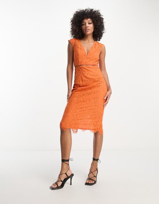 ClassicfuncenterShops LEVI S Jeans 512 blu denim Girls On Film lace plunge midi dress in slate orange