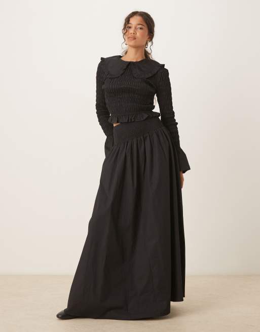 Glamoreus - Aangerimpelde top met lange mouwen in zwart, deel van co-ord set, 2 van 4