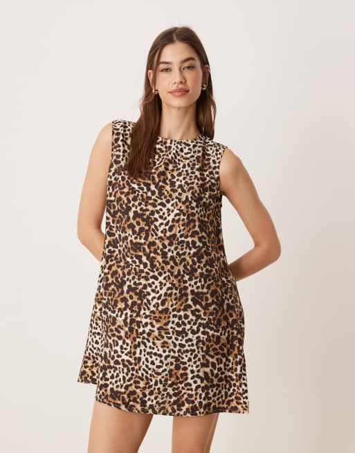 Glamorous A-line mini dress in leopard