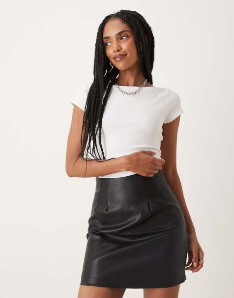 Glamorous A-line mini skirt in black pu