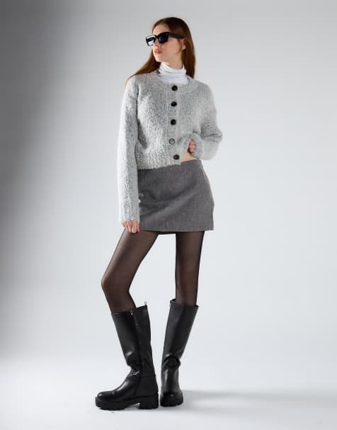 Glamorous A-line mini skirt in mid grey