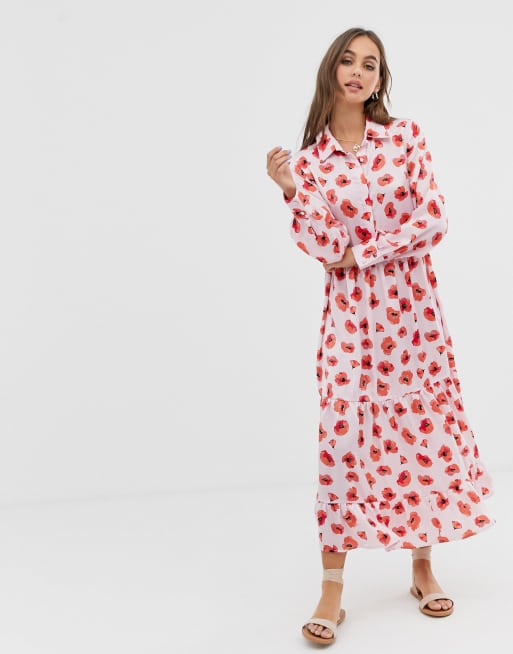 Glamorous - Aangerimpelde midaxi-jurk met klaprozenprint, 4 van 4