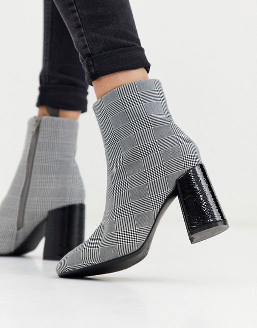 Glamorous ankle boots in check print