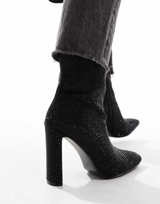 Glamorous – Ankle-Boots in Schwarz mit Absatz und Verzierung, 3 von 4
