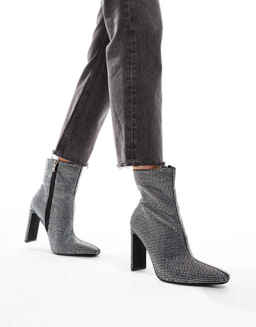 Black and silver ankle boots on sale