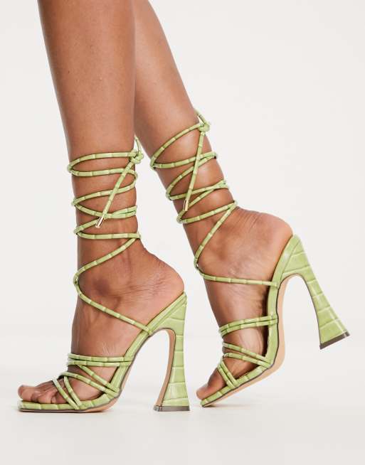 Green on sale lace heels