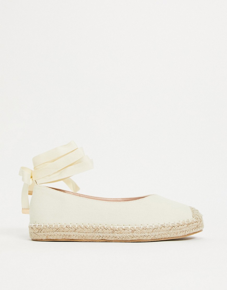Glamorous Ankle Tie Espadrilles In Natural-neutral