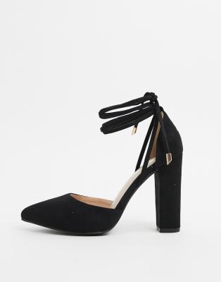 black ankle tie shoes