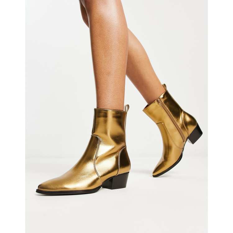 Gold ankle 2025 boots womens