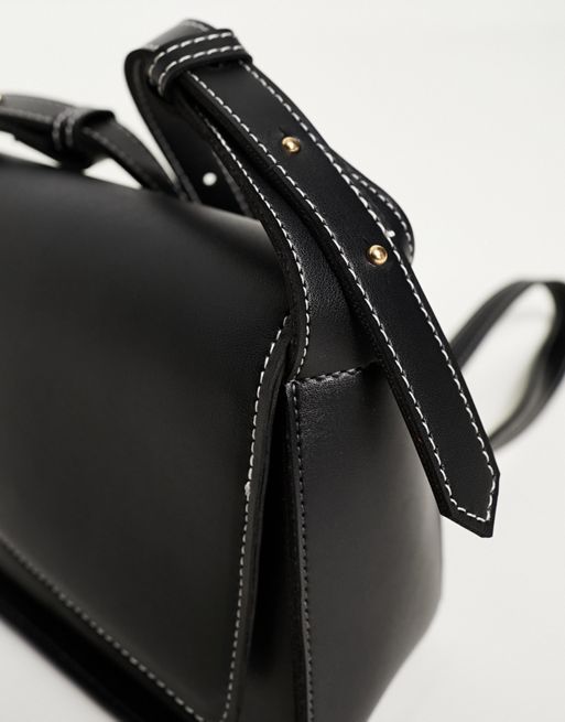 Solid Color Asymmetrical Crossbody Bag, Pu Leather Flat Shoulder