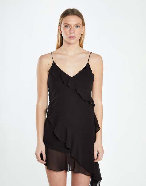 Glamorous Asymmetric ruffle mini dress in black - view 1