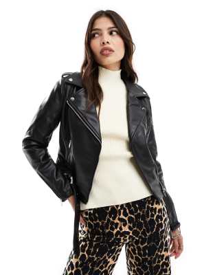 Glamorous aviator jacket in black pu - view 1