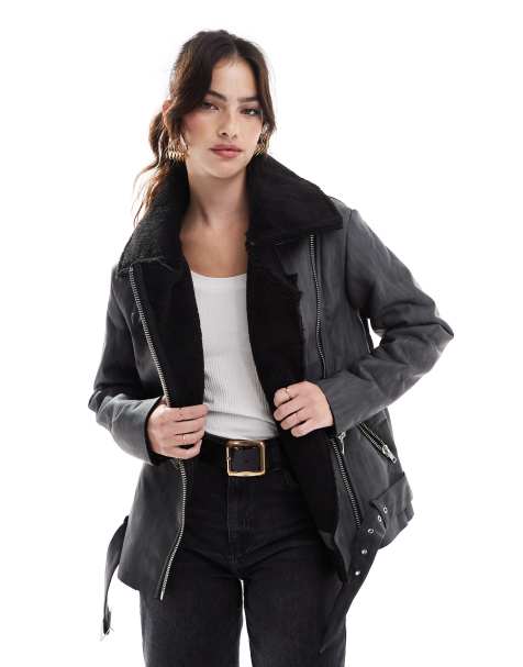 Glamorous Aviator oversized jacket in washed black - view 1
