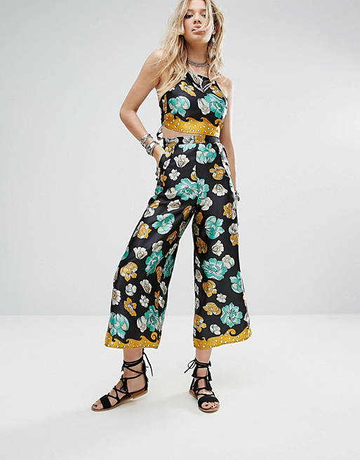 Glamorous Awkward Length Pants In Retro Floral Co-Ord