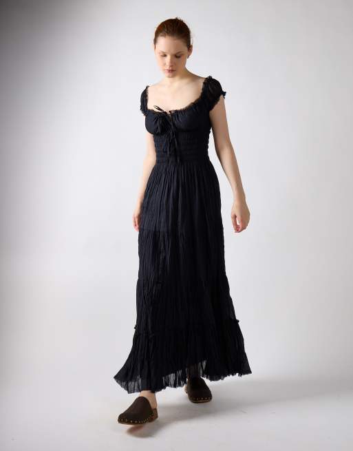 Glamorous Babydoll maxi dress in black, 4 of 4