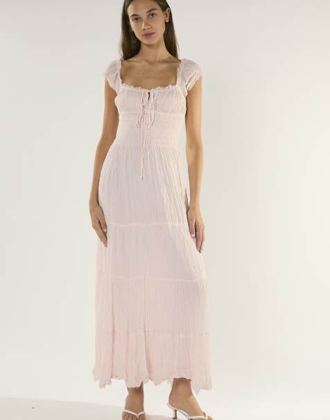 Glamorous Babydoll maxi dress in light pink