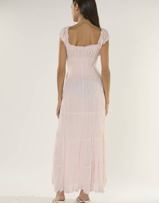 Glamorous Babydoll maxi dress in light pink, 3 of 4