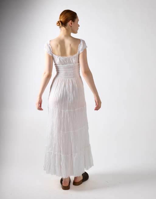 Glamorous Babydoll maxi dress in white, 3 of 4