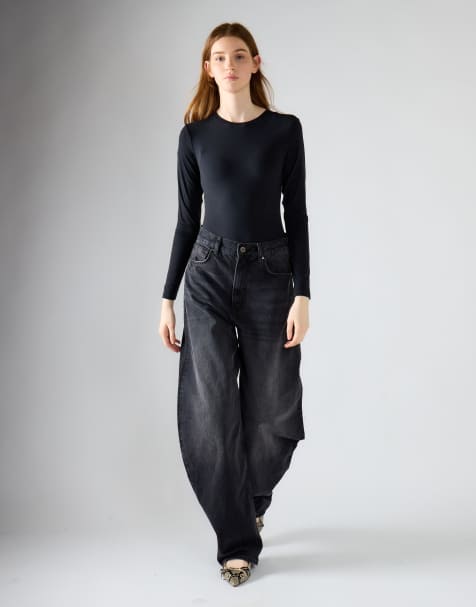 Glamorous Baggy wide-leg jeans in washed black - view 1