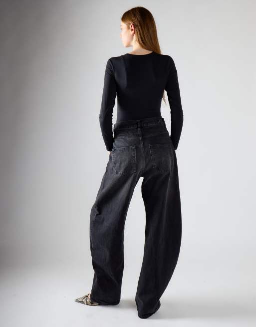 Glamorous Baggy wide-leg jeans in washed black, 3 of 4