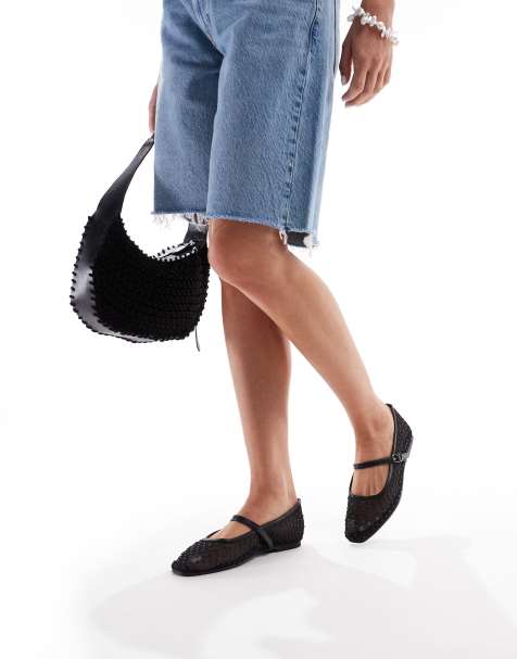 Glamorous ballerina flats in mesh black polkadot - view 1