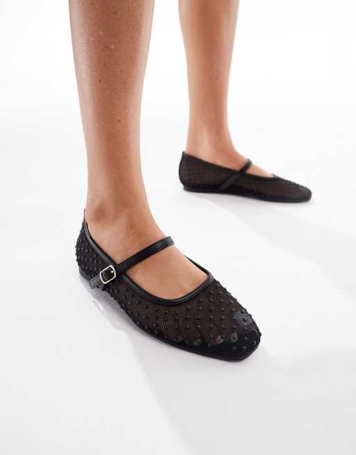 Glamorous ballerina flats in mesh black polkadot, 4 of 4