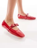 [Glamorous] Glamorous ballerina flats with bow detail in red 36 RED