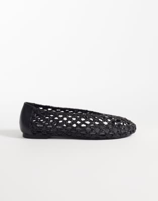 Ballerinas in Schwarz mit Webstruktur Schwarz 37