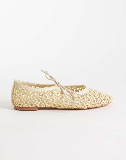 Glamorous - Ballerine intrecciate colore naturale
