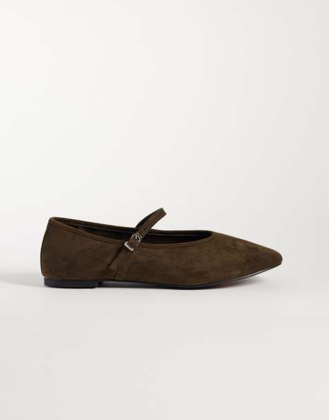 Glamorous ballet flats in brown faux suede - view 1