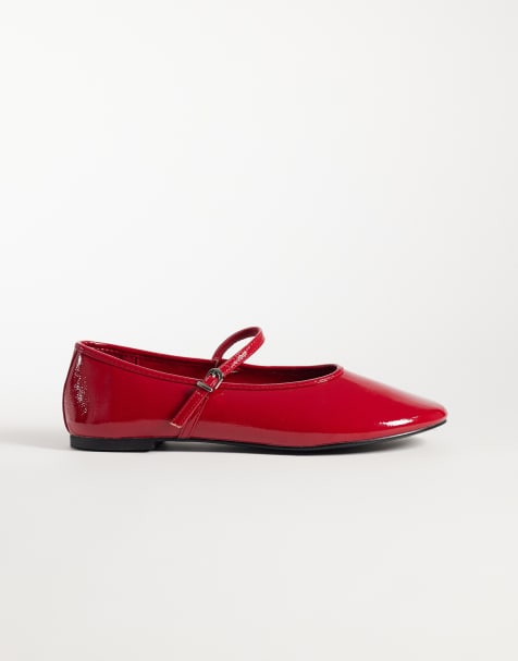 Glamorous ballet flats in red patent - view 1