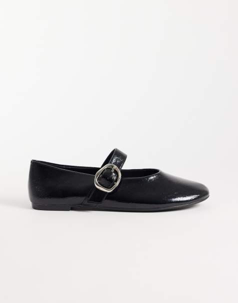 Glamorous ballet flats with bucke in black - view 1