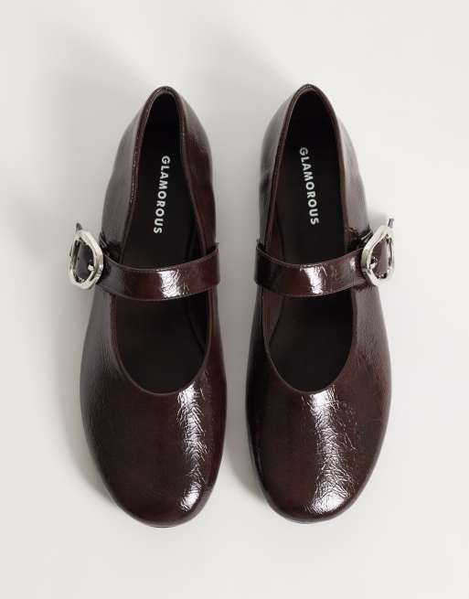 Glamorous ballet flats with buckle in brown, 2 of 5